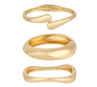 Mikovivi 3pcs Chunky Gold Bangle Bracelet, Trendy Wide Open Cuff Bracelet Gold Chunky Wrist Bangles Jewelry Stack Statement Fashion Accessory for Women Weddings Gift