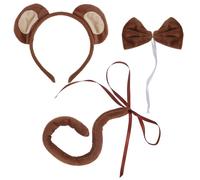 Mikovivi 3pcs Monkey Costume Kits for Kids, Ears Headband Tail Bow Tie Animal Toddler Cosplay Costume for Jungle Theme Party Gifts Halloween Supplies