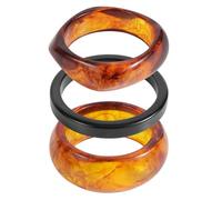Mikovivi 3pcs Resin Bangles for Women, Fashion Chunky Acrylic Stackable Bracelets Wide Geometric Acetate Resin Bracelet Jewelry (3 Styles)