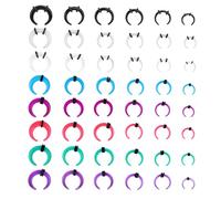 Mikovivi 48pcs Acrylic Septum Rings, C Shape Pincher Tapers Septum Ring Acrylic Stretching Kit for Ear Nose Gauges Size 14G 12G 10G 8G 6G 4G (Mixed Colors)