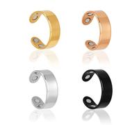 Mikovivi 4pcs Magnetic Ring, 4 Colors Magnetic Ring for Women Weight Management Adjustable Open Fidget Accessory Stay Calm Jewelry Gift