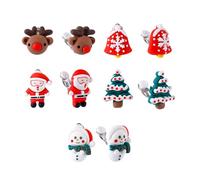 Mikovivi 5 Pair Christmas Clip-on Earrings Set, 5 Styles: Santa Claus, Snowman, Elk, Christmas Tree, Bell; Non-Pierced, Clip-on Design