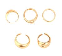 Mikovivi 5pcs Chunky Gold Stackable Rings Set for Women, Stylish Adjustable Golden Plated Thick Domed Stackable Open Rings Vintage Coarse Jewelry Perfect Decorations and Dainty Gifts