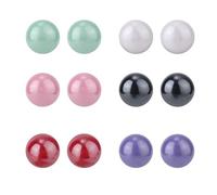 Mikovivi 6 Pairs Pearl Earrings, 0.28 Inch Diameter Colorful Ball Stud Earrings with Transparent Ear Decor Plastic Imitation Pearls Eardrop Cute Jewelry Gift for Women Kid