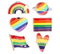 Mikovivi 6pcs LGBT Pride Pins, Rainbow LGBTQ Flag Pride Lapel Pin Ally Progressive Brooch Love Is Love Badge Buttons Transgender Lesbian Bisexual Gay Decorations Accessories for Clothes Bags Hats