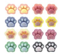 Mikovivi 8 Pair Cat Paw Stud Earrings, Colorful Resin Tiny Mini Small Cat Footprint Earrings with Plastic Ear Plugs Charming Ear Animal Jewelry Gifts for Woman