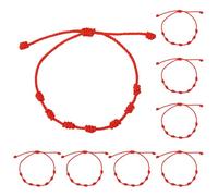 Mikovivi 8pcs Red String Bracelet Set, Adjustable 7 Knot Braided Rope Bracelet Handmade Good Luck Cord Red Thread Jewelry Pulsera Roja for Women Men Lovers Friendship Protection Gift