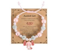 Mikovivi Adjustable Axolotl Bracelet, Axolotl Beaded Charm Bracelet with Lovely Card Back to School Gifts Cute Grade Grad Jewelry Kawaii Stretch Stuff
