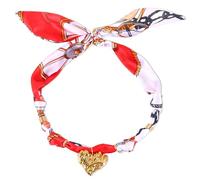 Mikovivi Adjustable Scarf and Bandana Necklace with Heart Charm - Gold Stainless Steel Pendant, Boho Silk Choker for Women - Date Night & Daily Wear, Stylish Jewelry Gift