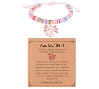 Mikovivi Axolotl Bracelet, Adjustable Axolotl Jewelry with Card Kawaii Animal Stretchy Bracelet Gift Toys Stuff Stuffy for Girls Daughter Niece Christmas Birthday
