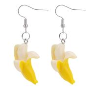 Mikovivi Banana Dangle Earrings, 2.28in Cute Funny Resin Fruit Food Imitate Jewelry Funky 3D Fun Dangle Earrings for Women Fashion Accessories Kawaii Gift Quirky Banana Merch (Yellow)