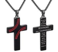 Mikovivi Baseball Cross Necklace, Stainless Steel Cross Pendant Chain Baseball Sports Necklace Jewelry Inspirational Bible Verse Quote Religious Gift for Men Women
