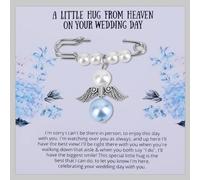 Mikovivi Blue Angel Charm, Bridal Bouquet Charm with Card Something Blue Wedding Hug from Heaven Bridal Bouquet Pin Wedding Memory Gift Supply for Bride Shower Accessories