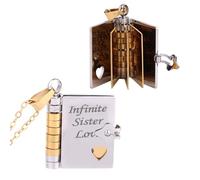 Mikovivi Book Pendant Necklace, Personalized Engravable Openable Cute Book Lover Themed Jewellery Chain Necklace for Sister Daughter Son My Love Couple Birthday and Graduation Gift