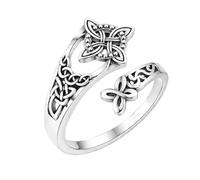 Mikovivi Celtic Witches Knot Ring for Women, Upgraded Brass Adjustable Celtic Witches Knot Ring Vintage Open Jewelry for Daily Wear