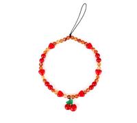 Mikovivi Cherry Phone Charm Strap, Red Beaded Cherry Phone Charm Cute Cell Phone Lanyard Beaded Phone Chain Phone Strap Wrist for Woman Sweet Gift