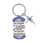 Mikovivi Christian Keychain, Stainless Steel Creative Religious Jesus Keychain with Cross Inspirational Religious Bible Verse Keyring Gifts First Communion Gifts for Women Family Friends
