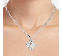 Mikovivi Chunky Cross Necklace for Women, Vintage Cross Pendant Necklace Ideal Costume Decoration Chain and Statement Birthday Anniversary Valentine’s Jewelry Gifts(Silver)