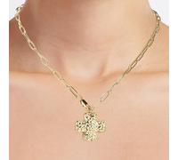 Mikovivi Chunky Cross Necklace for Women, Vintage Cross Pendant Necklace Ideal Costume Decoration Chain and Statement Birthday Anniversary Valentine’s Jewelry Gifts(Gold)