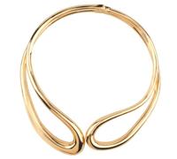 Mikovivi Chunky Gold Necklace for Women, Double Layer Teardrop Collar Statement Necklace Spring Metal Open Cuff Choker Bold Fashion Jewelry Accessories Gift
