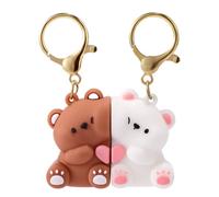 Mikovivi Couple Cute Bear Keychain, White and Brown Valentine's Gift Cute Couples Gifts Keychain Cartoon Bear Couple Matching Key Chain for Him Her