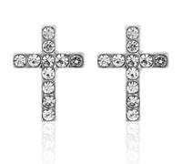Mikovivi Cross Earrings, Cross Stud Earrings for Women with Customized Card Christian Religion Ear Stud Gift Stylish Silver Jewelry for Birthday Christmas