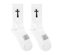 Mikovivi Cross Socks with Bible Verse, Soft Cotton Christian Jesus Church Prayer Soccer Grip Socks White and Black Walk by Faith Stocking Religious Gift Stuff for Men Women Dad Husband Grandpa