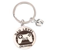 Mikovivi Dad Keychain, New Dads Gift Dad Level Unlocked Daddy to Be Key Ring with Baby Footprint Charm for Expectant First Time Father Gift from Wife
