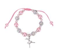 Mikovivi Dance Bracelet for Women, Pink White Sparkly Pearl Ballerina Charm Friendship Bracelet Adjustable Jewelry Dance Recital Gifts for Ballet Dancers Lovers Teams & Friends