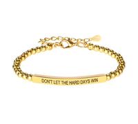 Mikovivi Don't Let the Hard Win Bracelet, Gold Dont Let the Hard Win Inspirational Bracelets Adjustable Bead Chain for Women Motivational Jewelry