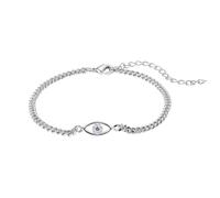 Mikovivi Evil Eye Bracelet for Women, Cuban Link Chain Bracelets Dainty Adjustable Everyday Jewelry Gift for Women Girls (Silver)