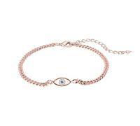 Mikovivi Evil Eye Bracelet for Women, Cuban Link Chain Bracelets Dainty Adjustable Everyday Jewelry Gift for Women Girls (Rose Gold)