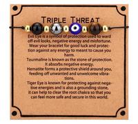 Mikovivi Evil Eye Bracelet for Women Men Triple Protective Adjustable Bracelet Stylish Spiritual Lucky Charms Jewelry Accessory Devil's Eye Beads Gift Suitable for Family Friend Colleague