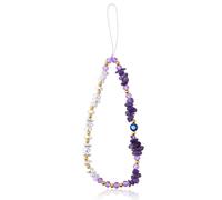 Mikovivi Evil Eye Phone Charm, Cute Beaded Wrist Strap, Purple