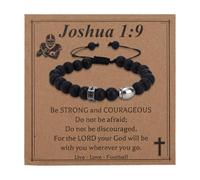 Mikovivi Football Cross Beaded Bracelet, Adjustable Rugby Sports Bracelet Football Jewellery Gifts for Men Players Friends Birthday Christmas