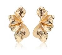 Mikovivi Gold Fan Shape Flower Leaf Shell Angel Wings Earrings, Boho Chunky Gold Statement Earrings for Women, 5x3cm/2x1.2in, Post, Dangle