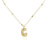 Mikovivi Gold Letter Necklace, Dainty Initial Pendant Necklace with Bead Chain Trendy Alphabet Charm Necklace Jewelry Gifts for Women Birthday Anniversary Festival (C)