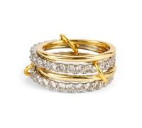 Mikovivi Gold Stackable Rings for Women, Gold Silver Interlocked Stackable Rings Set Non Tarnish Dainty Cubic Zirconia Copper Multi Mixed Metals Stacking Thumb Wedding Band Jewelry Gifts (Size 8)
