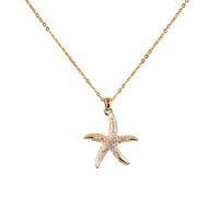 Mikovivi Gold Starfish Necklace, Gold Starfish Pendant Necklace Dainty Pendent Chain Stainless Steel Simple Beach Jewelry Perfect Summer Sea-Inspired Gift for Women