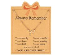 Mikovivi Gold-Tone Stainless Steel Necklace, 45+5cm/17.72+1.97 Inch Adjustable Always Remember You Are Cherished Bow Pendant Necklaces for Women Jewelry Gift