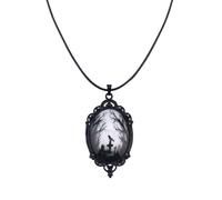 Mikovivi Gothic Necklace for Women, Adjustable Goth Crow Witch Cross Raven Vampire Pendant Necklace Halloween Women Costume Jewelry Chain and Punk Rock Accessories and Vintage Gifts(Black)