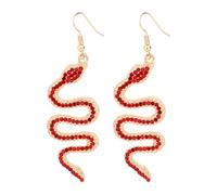 Mikovivi Gothic Snake Earrings for Women, Long Rhinestone Snake Stud Earrings Punk Serpent Dangle Jewelry Goth Animal Drop Statement Accessories for Women Men Carnival Halloween Medusa Cosplay (Red)