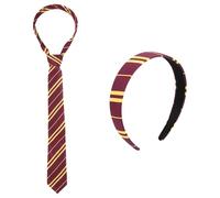 Mikovivi Halloween Wizard Costume Set, Cosplay Costume Gifts Red Yellow Stripe Headband and Tie for Adults Kids Halloween Party Decoration Cosplay Party Hair Accessory