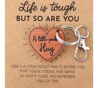 Mikovivi Heart-Shaped Pocket Hug Keychain with Card, Get Well Soon Uplifting Inspirational Gift You Can Do This Pocket Hug Keyring for Women Chemo Survivor Valentine Gift