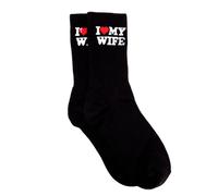 Mikovivi Husband Socks, Soft Cotton I Love My Wife Socks Wedding Husband Groom Gift Funny Anniversary & Birthday Present (Black)