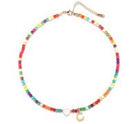 Mikovivi Initial Beaded Necklace, Colorful Cute Beaded Necklace with Heart Shells Stylish Letter Pendant Necklace Handmade Personalized A-Z Gifts for Women Girls (Letter C)