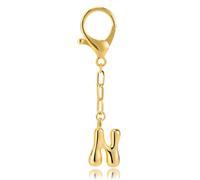 Mikovivi Initial Keychains for Women, Gold Initial Bag Charm Fashion Letter Key Chains Personalized Copper Letter Charms for Bags Purses Backpacks (N)