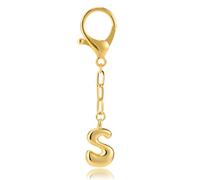 Mikovivi Initial Keychains for Women, Gold Initial Bag Charm Fashion Letter Keychain Personalized Copper Letter Charms for Bags Purses Backpacks (S)
