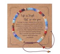 Mikovivi Inspirational Bracelet for Women, Life is Tough But So are You Encouragement Natural Stone Bracelet Get Well Present Bracelets for Women Sister Friends Spiritual Gift