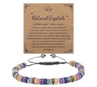 Mikovivi Inspirational Gift for Women, Colorful 7 Chakras Natural Stone Bracelet Adjustable Yoga Spiritual Crystal Beaded Bracelets Encouragement Jewelry for Women Men